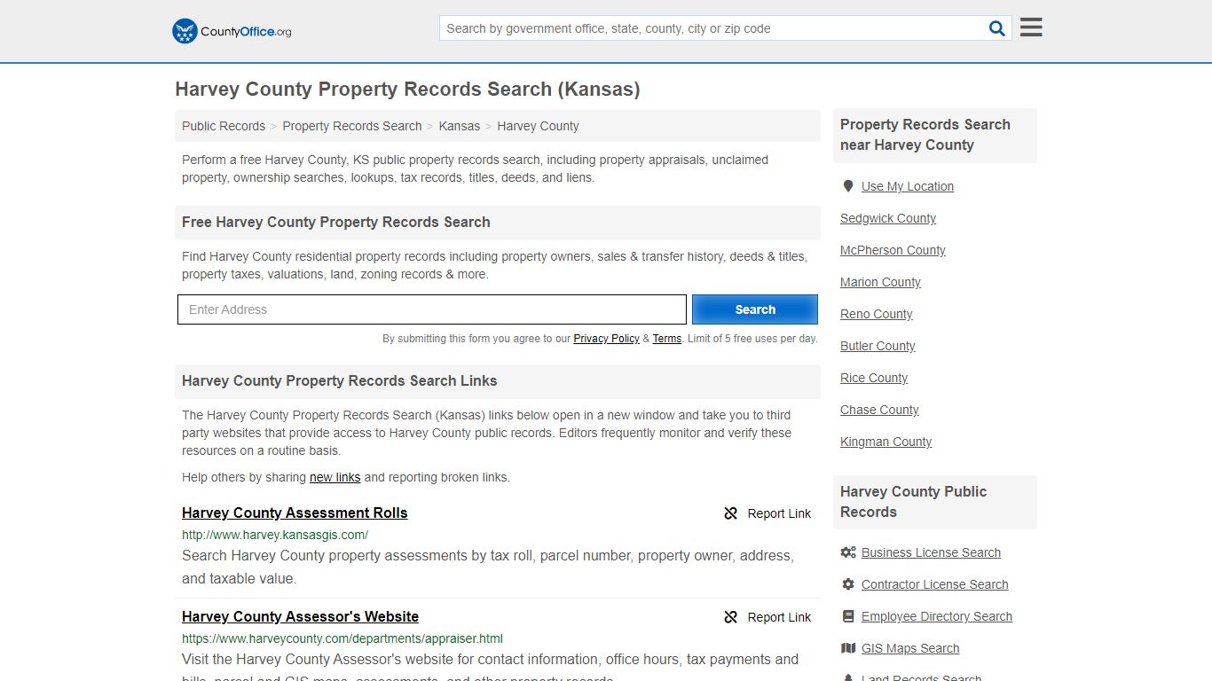 Property Records Search - Harvey County, KS (Assessments ...